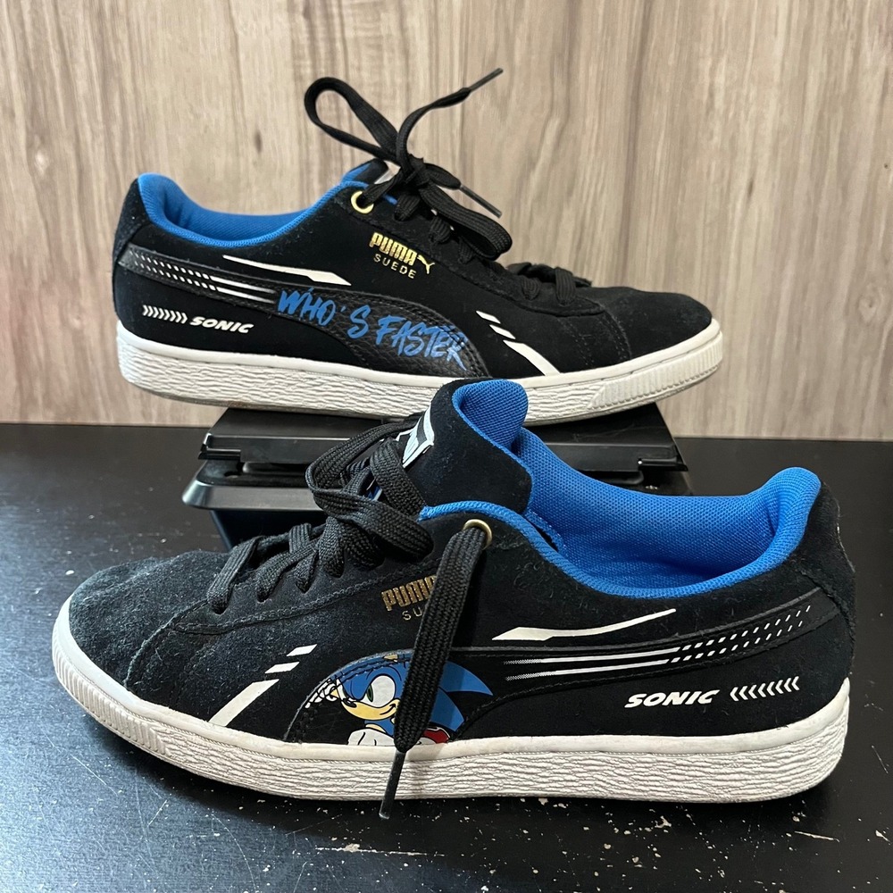 Puma Sega Sonic Black Sonic Blue Suede shoes size 6C